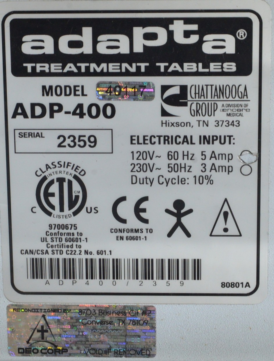 Chattanooga Adapta ADP-400 Traction Treatment Table W/ Remote