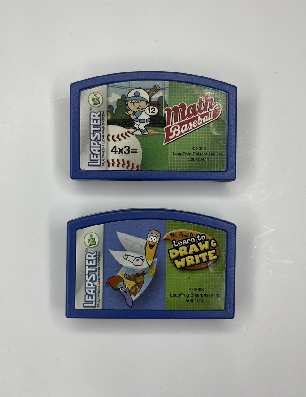 Leap Frog Leapster Set of 2 Game Cartridges Math Baseball and Draw & Write
