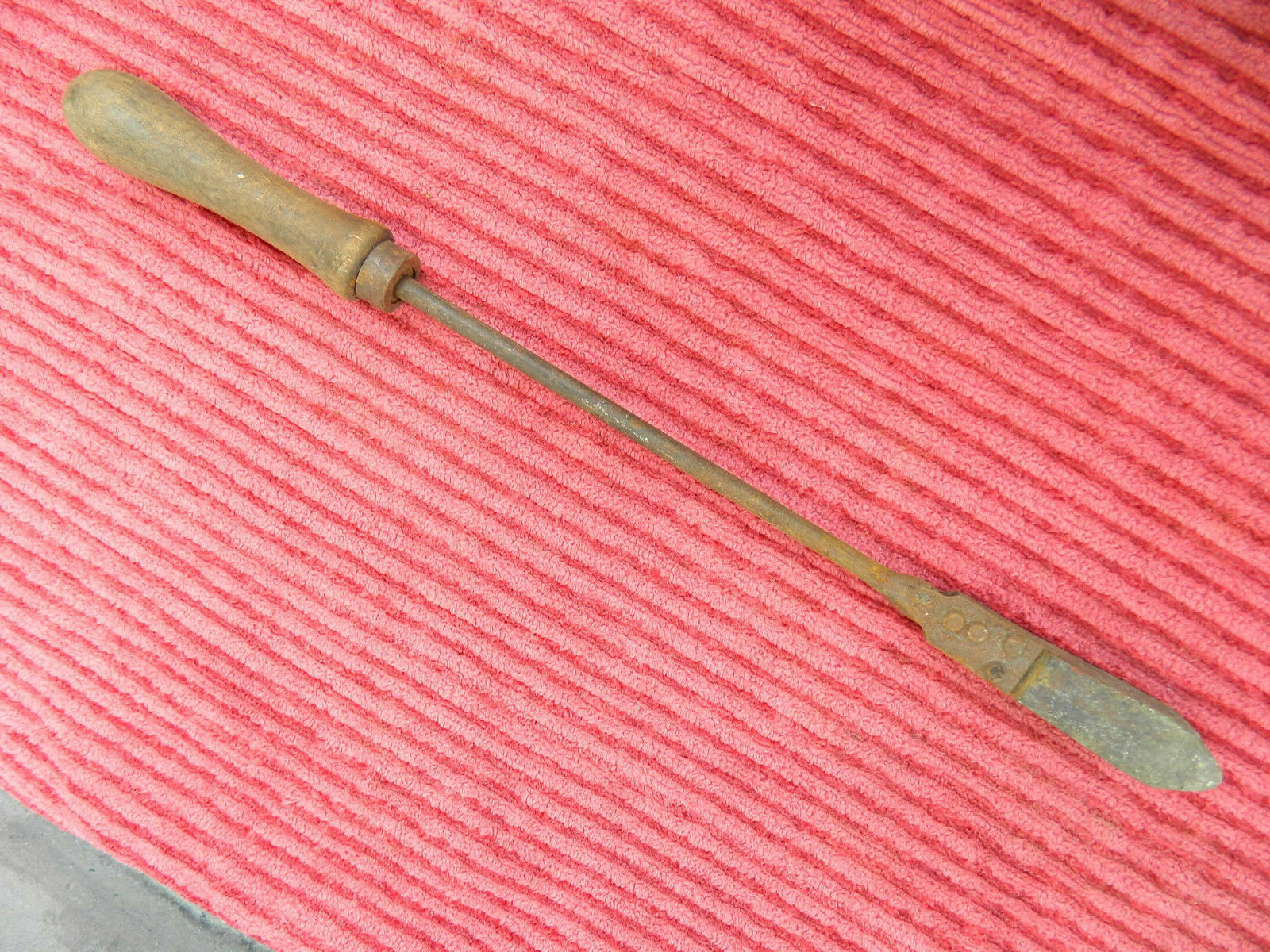 Old Vintage Primitive Wood Handle Old Tool Copper Tip Soldering Iron