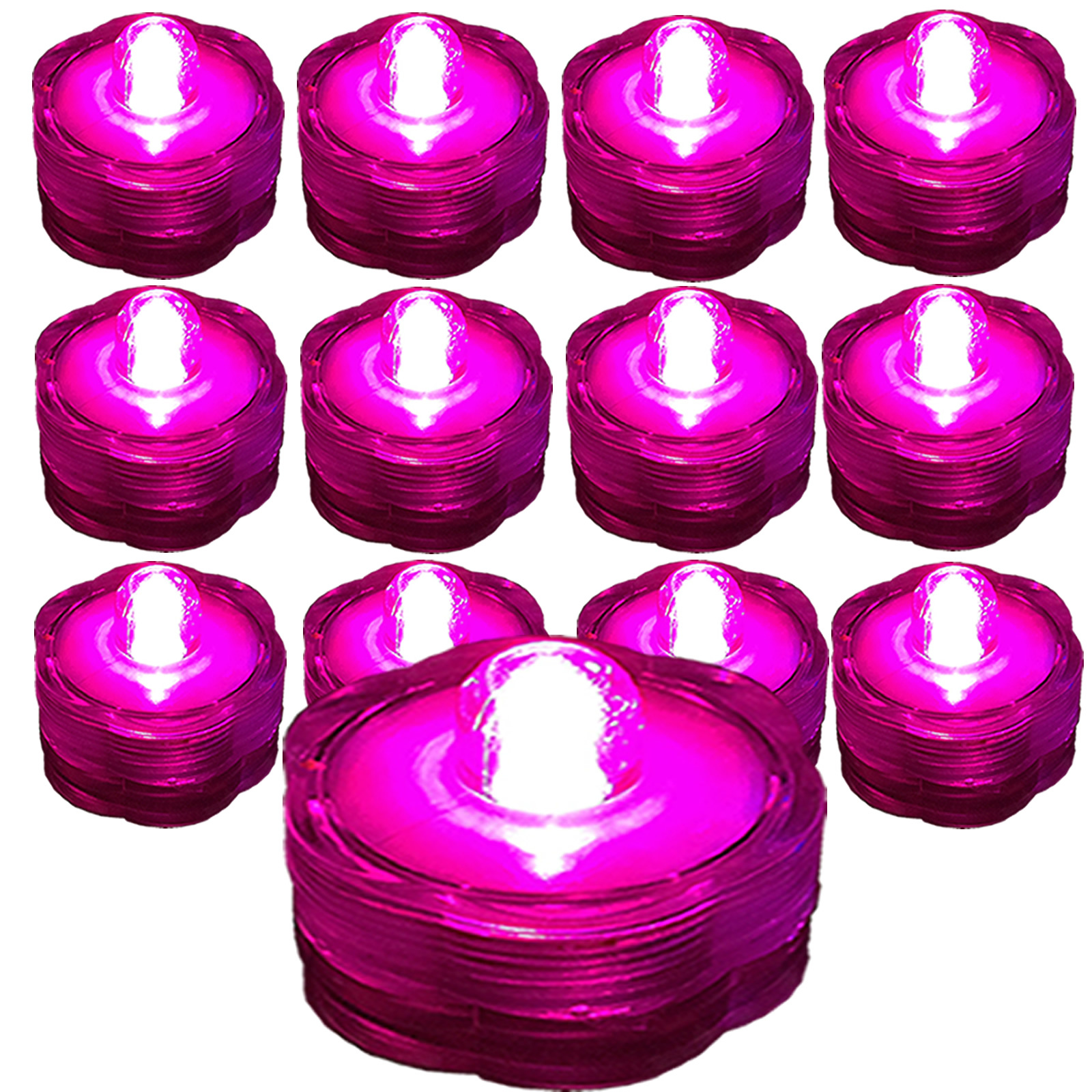 12 Pack PINK Submersible Waterproof Underwater Battery LED Tea Light~Wedding