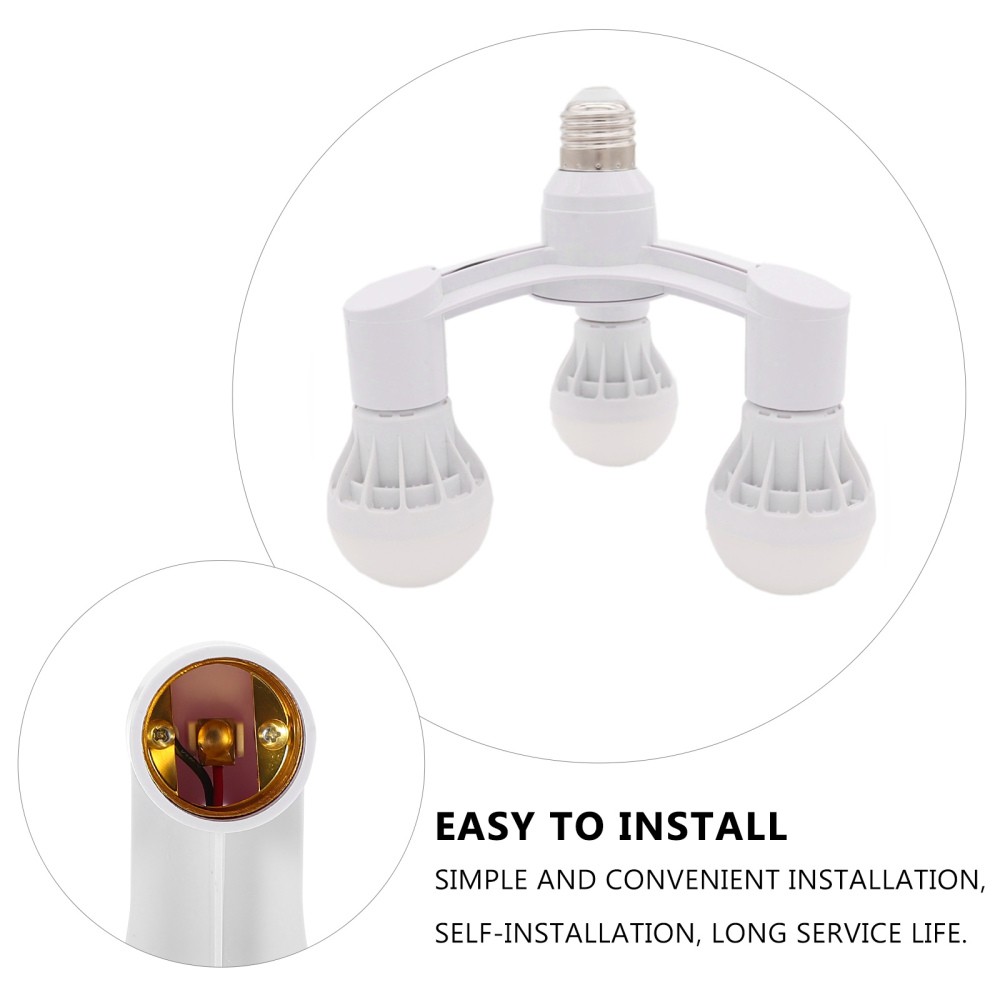 2 Pcs Light Conversion Socket E27 Triple Household Lampholder Adapter