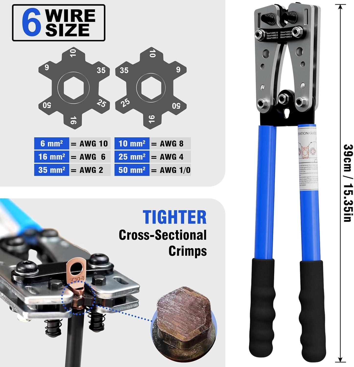 Battery Cable Lug Crimping Tool Kit with Cable Cutter 60pcs Ring Terminals 60pcs