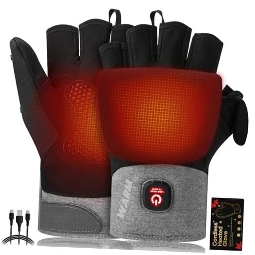Heated Gloves for Men Women, Rechargeable Detachable Full & Large Black-gray