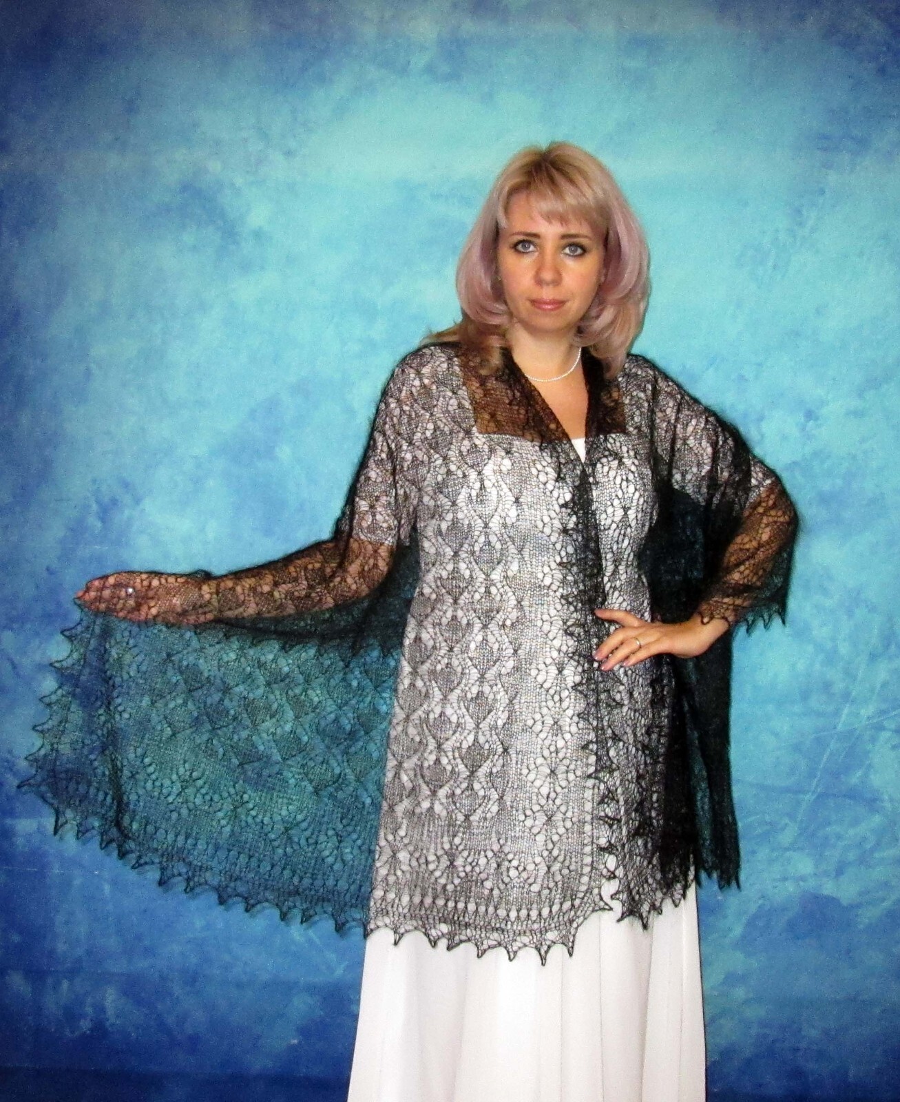 Black warm long scarf, Russian shawl, Orenburg wool wrap, Mourning cover up,Cape