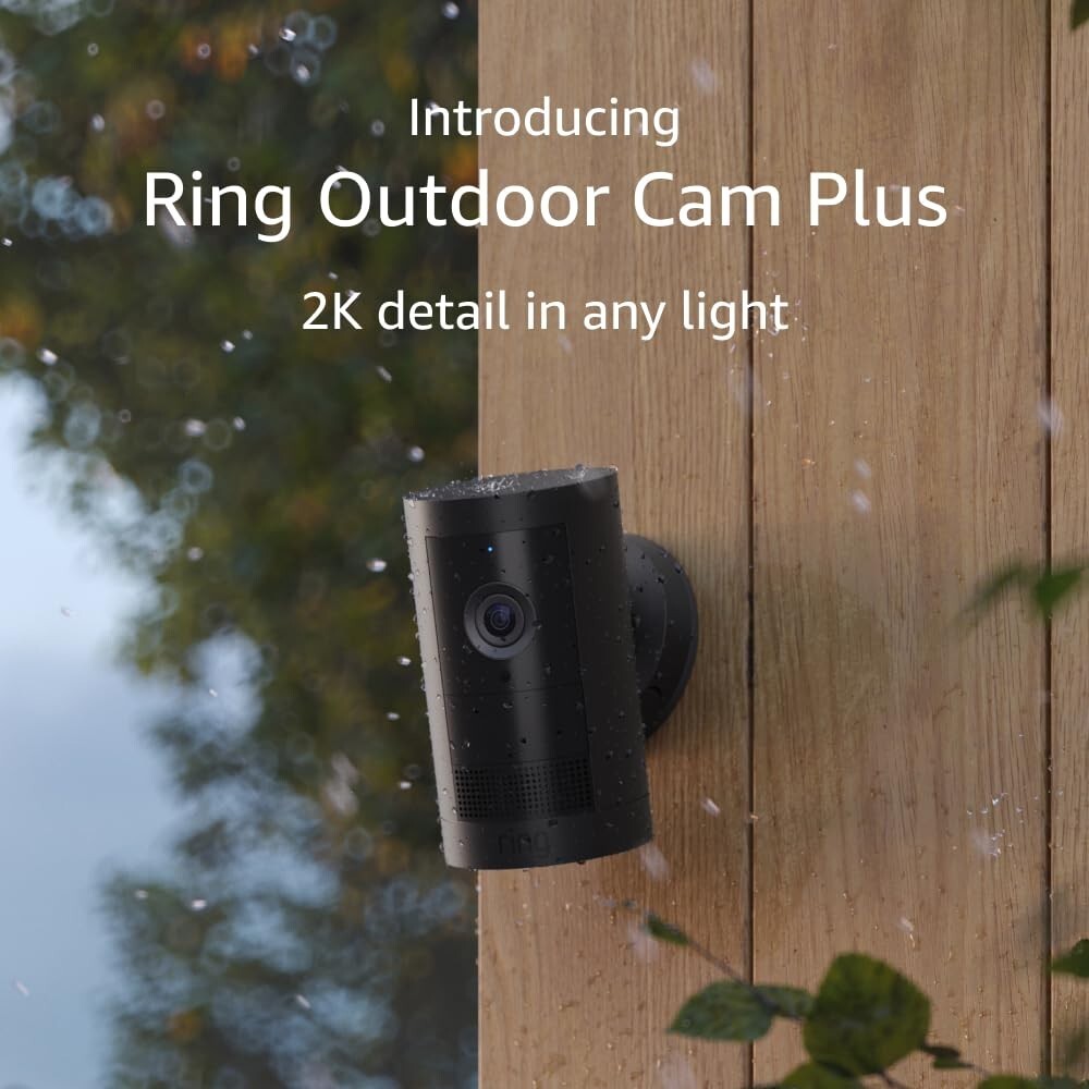 Ring Outdoor Cam Plus Battery 2K HD Smart Security Camera - Black