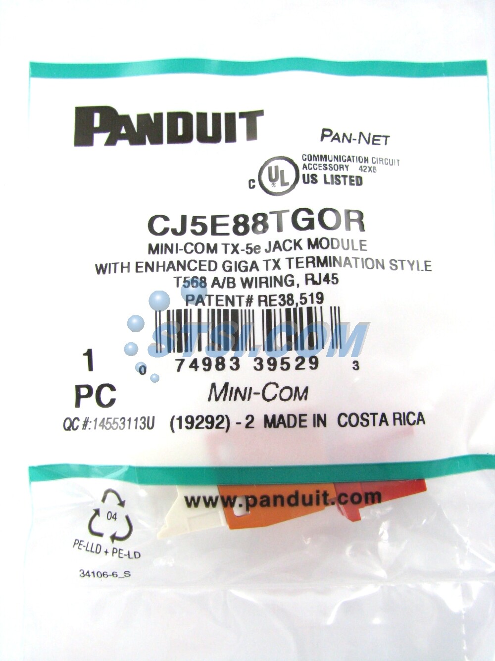 Panduit CJ5E88TGOR Cat5e Mini-Com Jack Module, Orange ~STSI