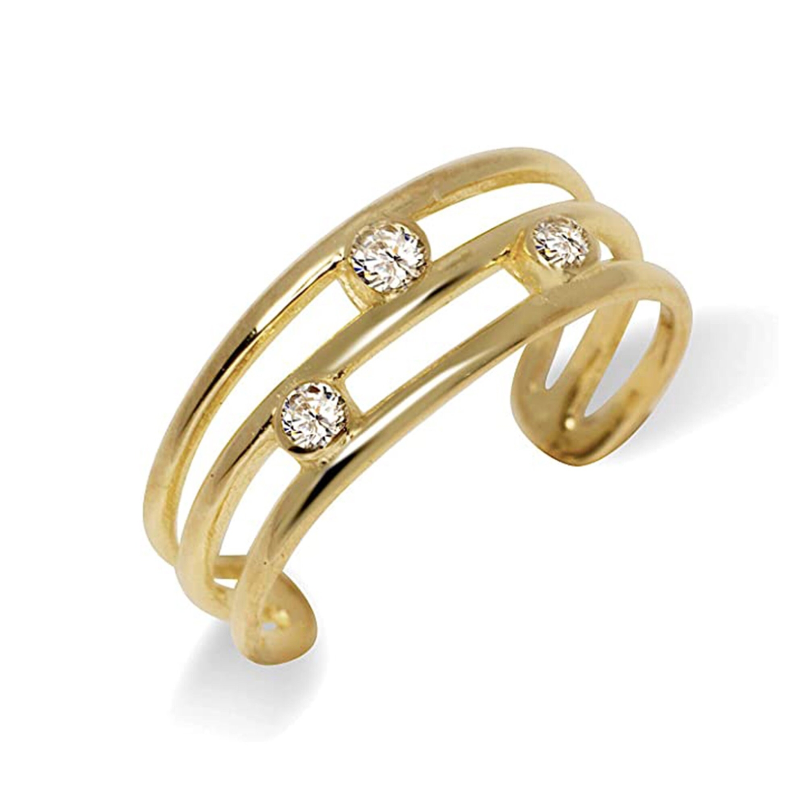Solid 10K Yellow or White Gold Adjustable Scattered CZ Toe Ring, Adjustable toe