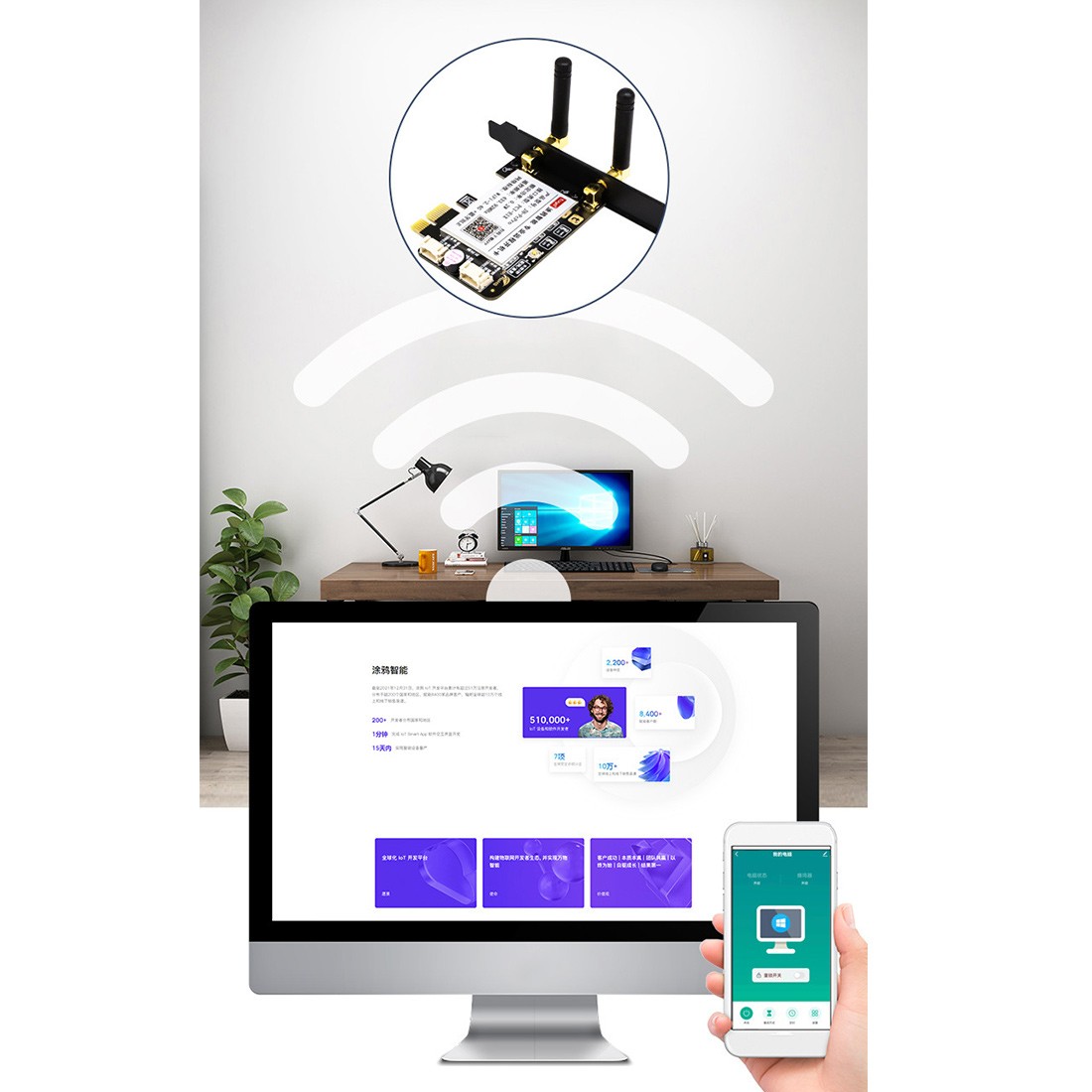 Tuya Wifi Computer Reset PCIe Card for PC Computer,APP Remote4540