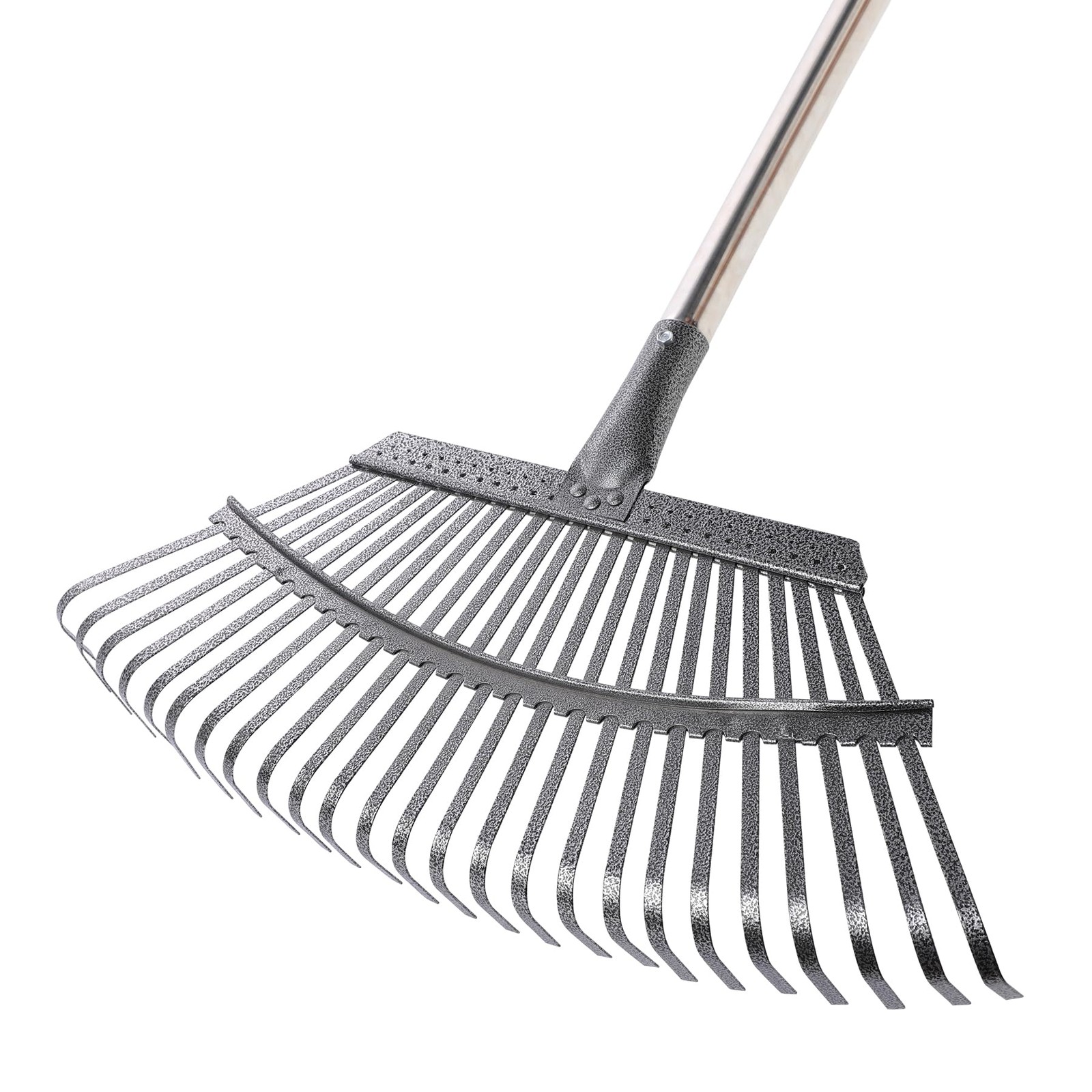 Heavy Duty Garden Leaf Rake with Adjustable Long Handle and 25 Tines