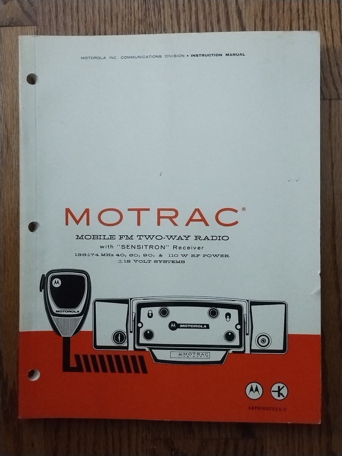 Original Motorola MOTRAC Instruction Manual P/N 68P81007E25-C dated 12/7/71