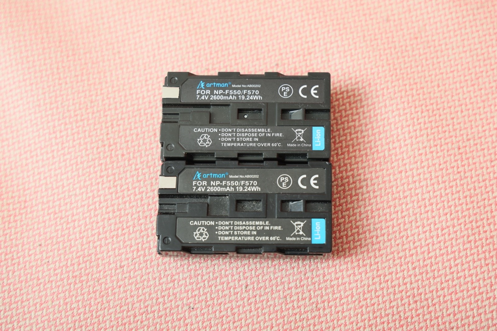 Two Artman NP-F550 Battery for Sony NP-F550 NP-F570 2600mAh