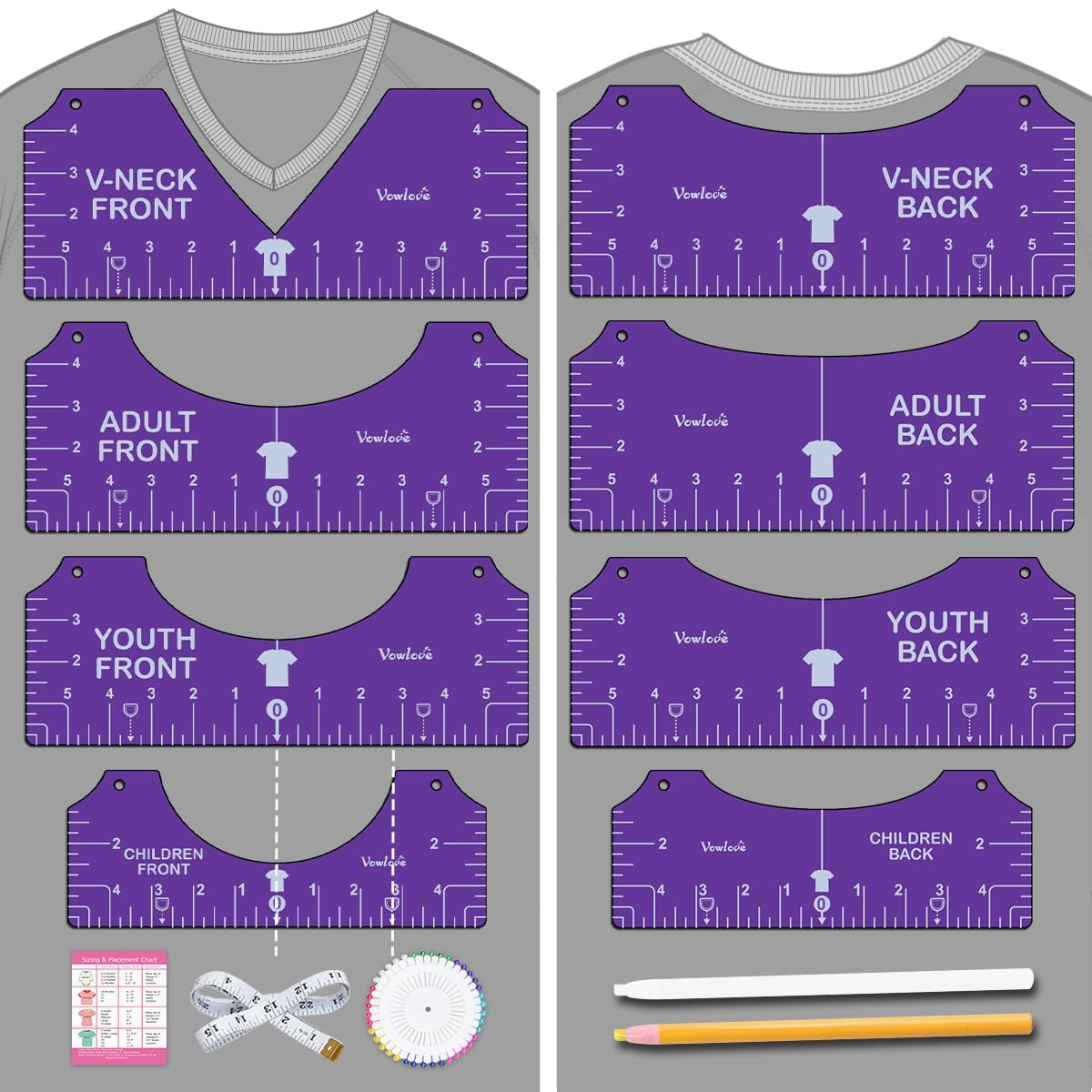 Tshirt Ruler Guide Set for Cricut, Shirt Measure Ruler Centering Tool, Accessori