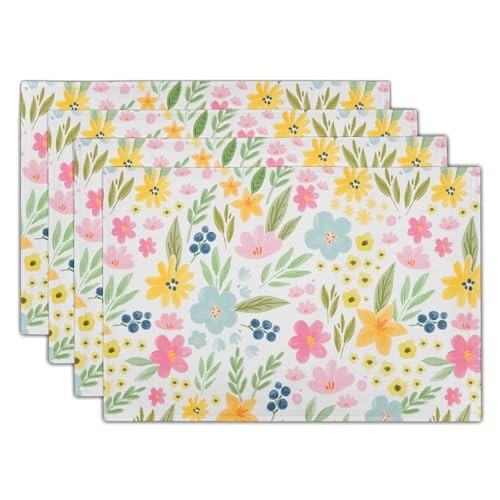Placemats 12×18 Inches Set of 4 Spring Summer Seasonal 12*18 in Cute Floral