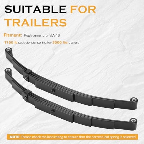 Trailer Leaf Spring 4 Leaf Double Eye 1750 lbs Cap for 3500 lbs Axle Set 2