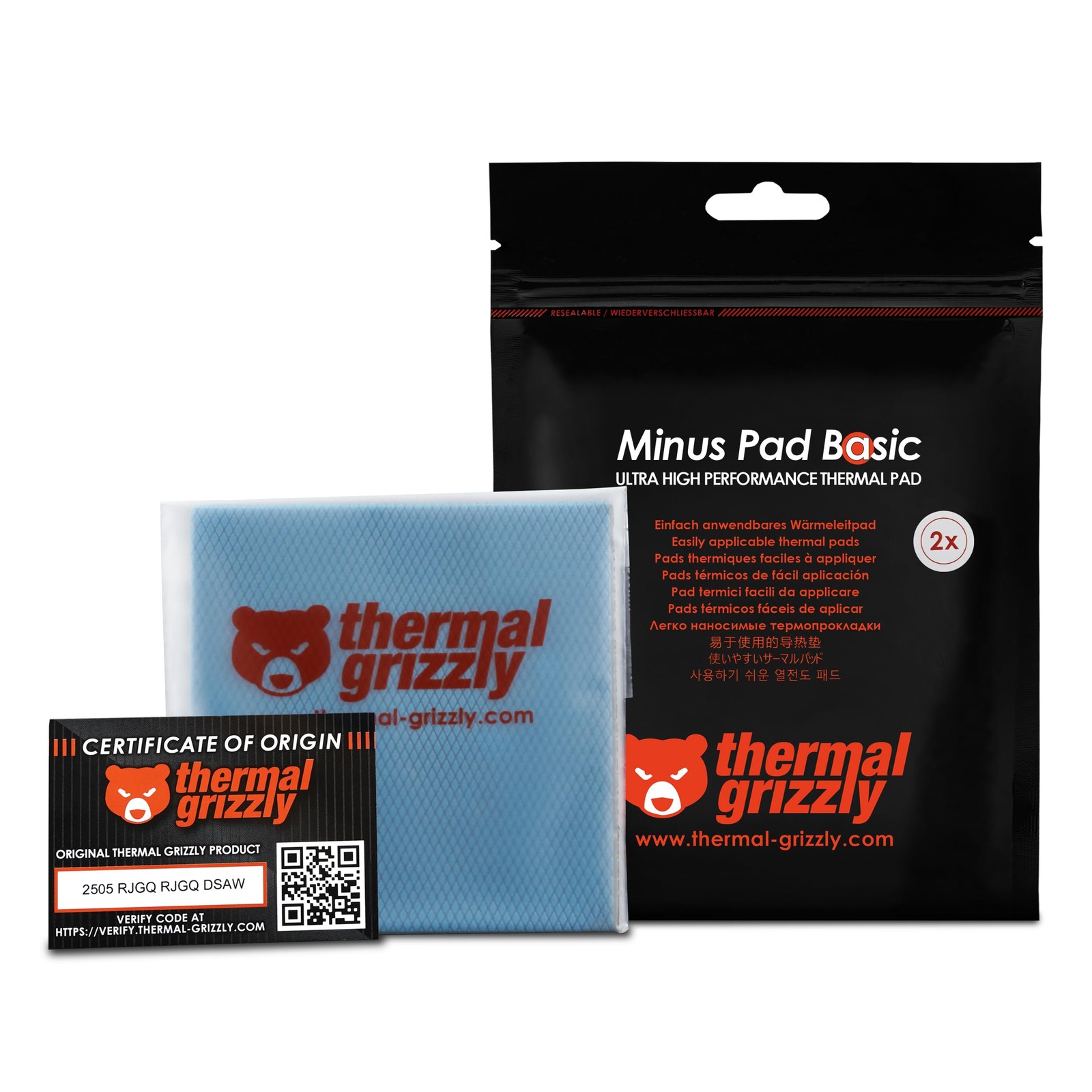 Minus Pad Basic - 100x100x1.5mm 2-Pack Thermal Interface Pad, Electrically No...