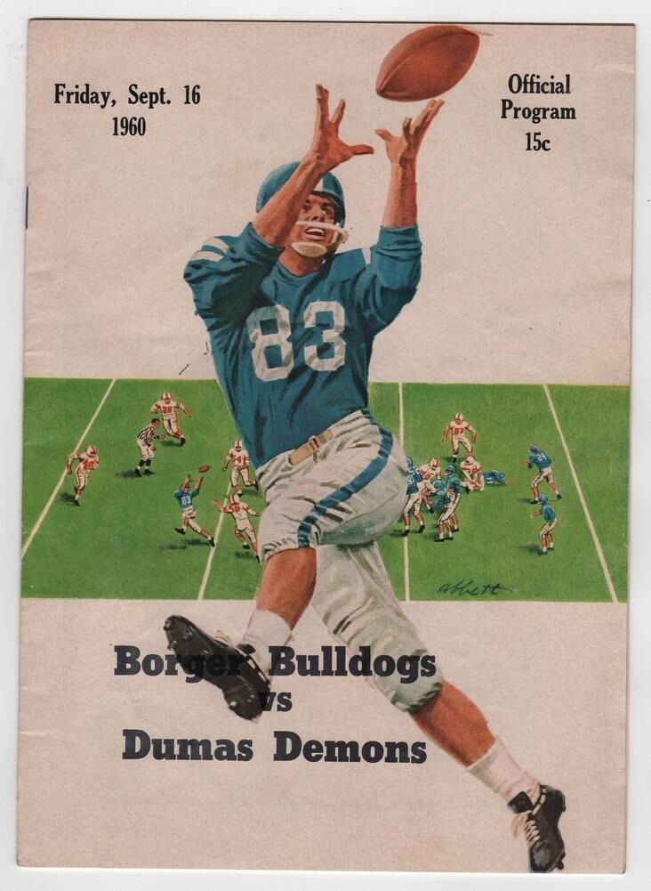 1960 Texas High School Football Program Dumas v Borger 9/16 49444