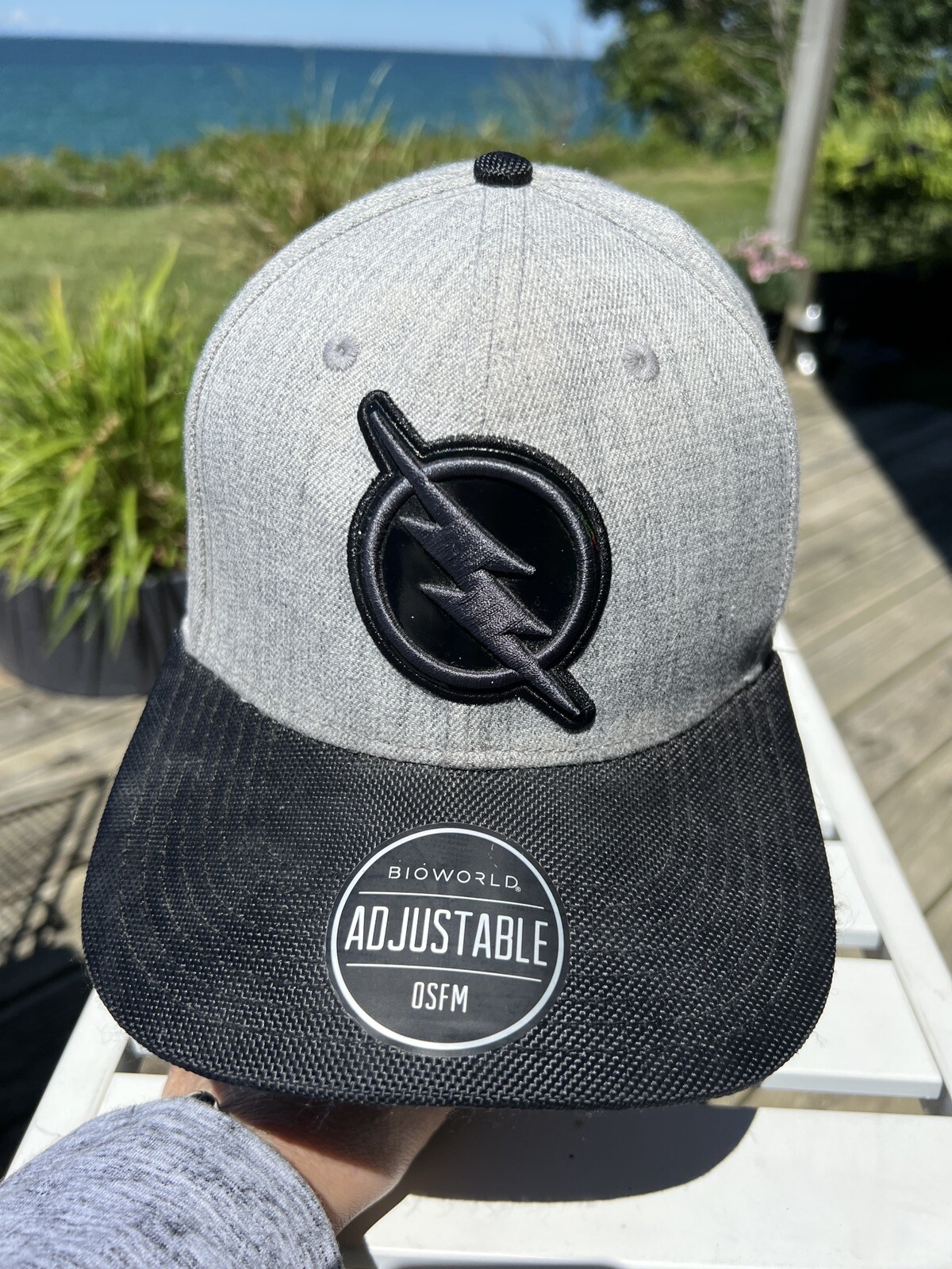 BioWorld Flash Emblem on Front Gray Hat/Cap Black Bill with Snap Back OSFM. EUC