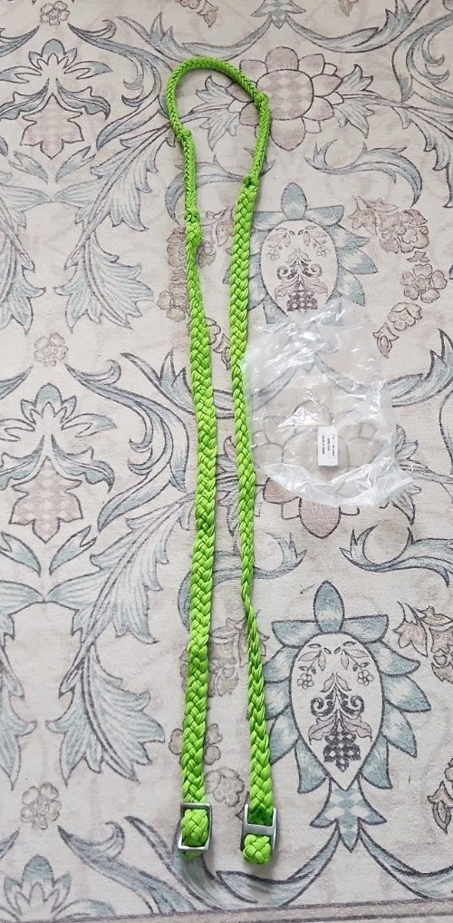 Bright Lime Green Braided Nylon Barrel Racing Reins 6' Length 1/2 Inch