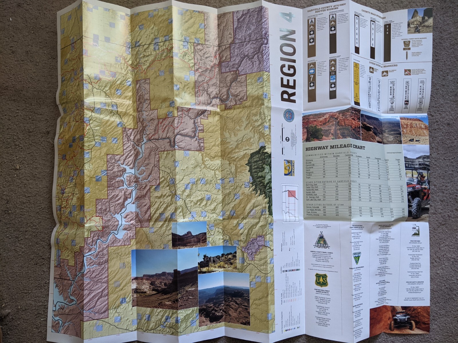 Garfield County, Utah ATV & OHV Route Map, Regions 3 & 4 2019-2024 EXCELLENT