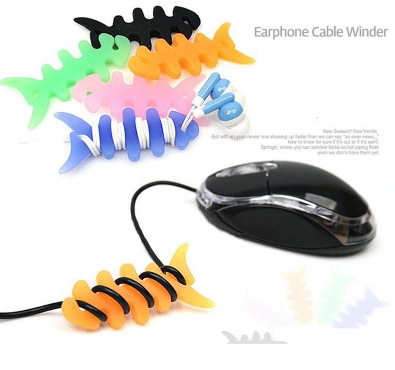 FISHBONE (PACK) HEADPHONE CORD WINDER WRAP HOLDER FOR iphone 4S 5 6 galaxy s3 s4