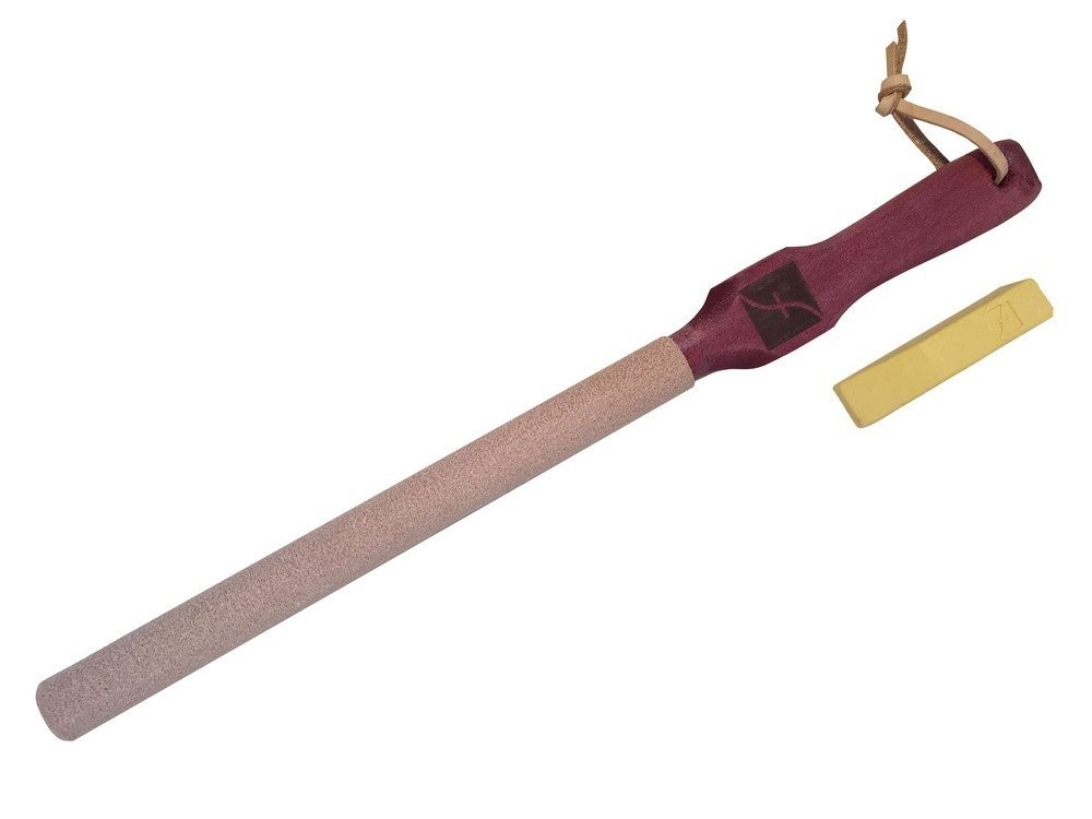 Flexcut Hook Strop Burgundy Wood Handle Round Leather Stropping Rod - PW17