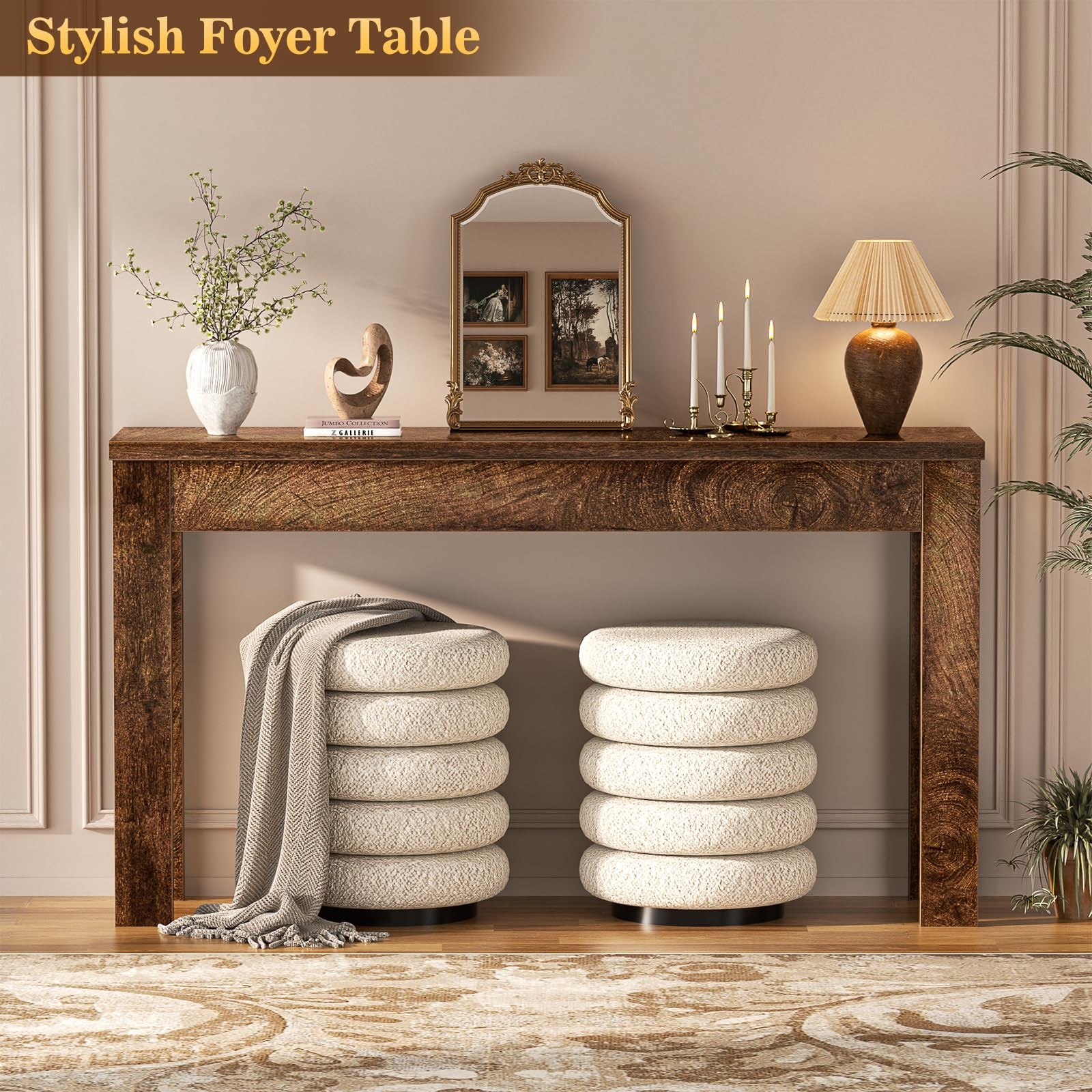 Console Table, 47" Farmhouse Wood Entryway Table, Sofa Tables Narrow Long Beh...