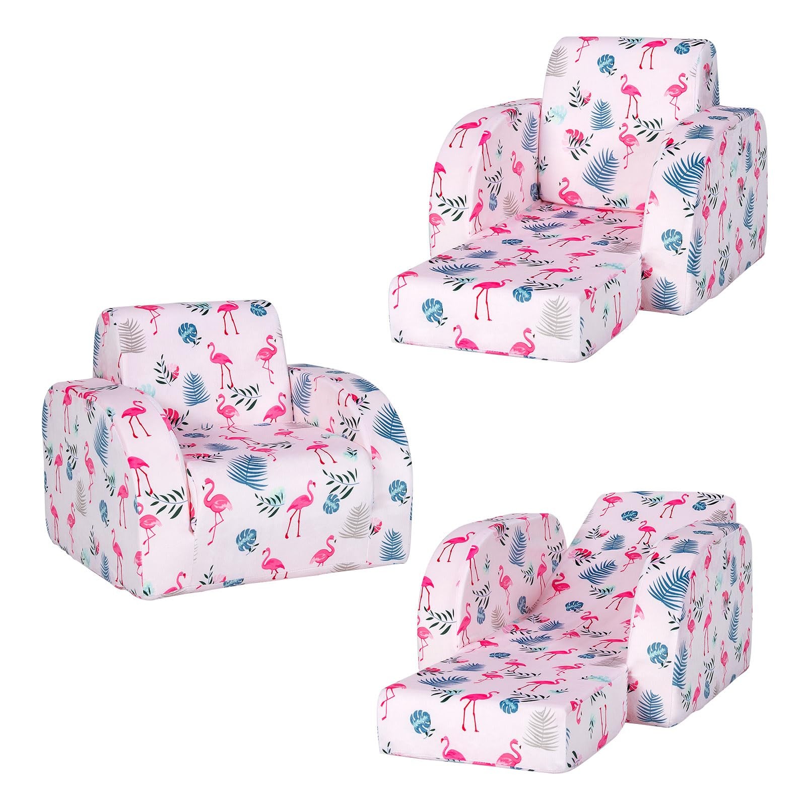 Kids Sofa, 3-in-1 Convertible Children Folding Sofa & Comfy Flip Open Lounger...