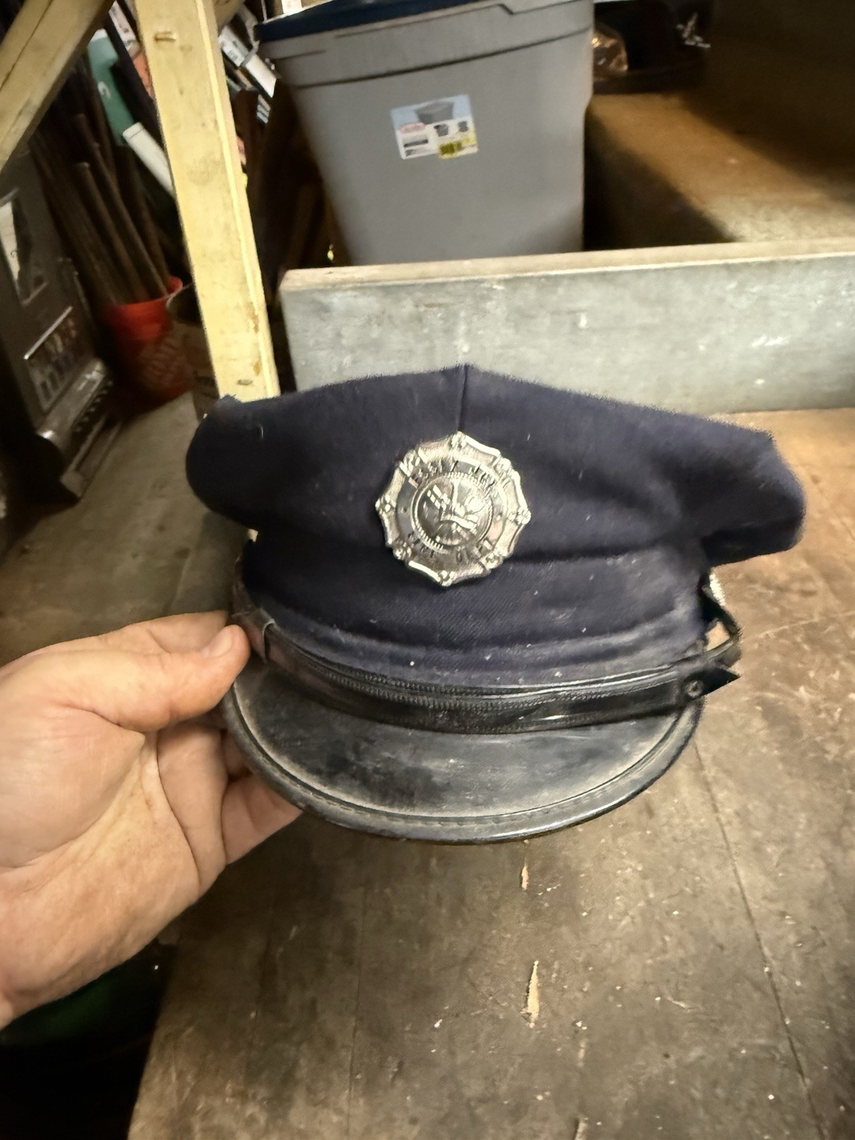 Vintage Obsolete Essex JCT VT Fire Dept Russell Uniform Workwear Hat Cap Badge