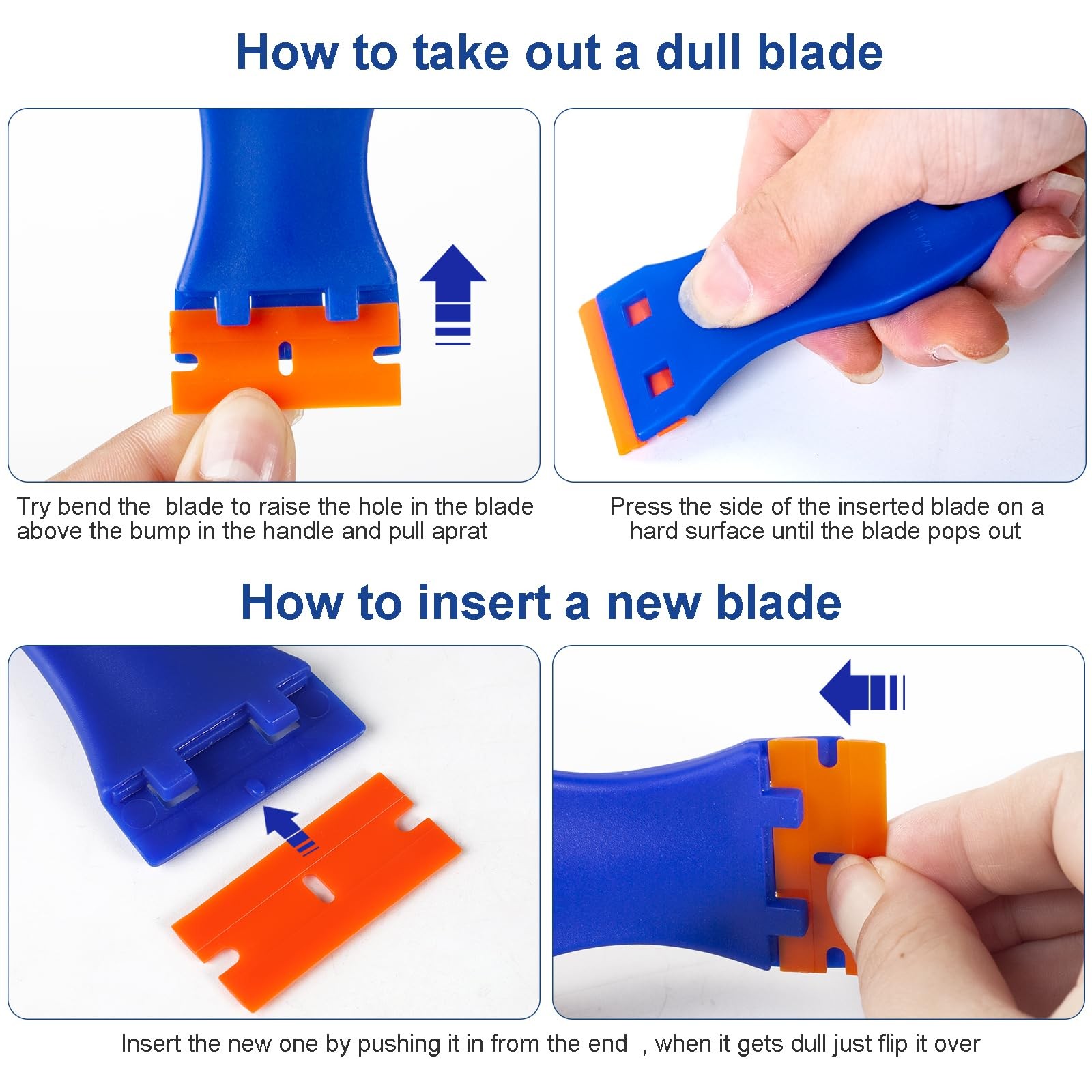 Plastic Razor Blade Scraper Tool, 6 Pcs Razor Scraper with 60 Pcs Plastic Bla...