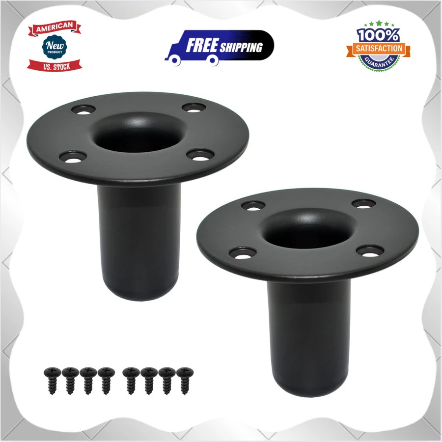 2 Pack Metal Speaker Stand Top Hat Pole Mount Adapter 105mm x 85mm Black