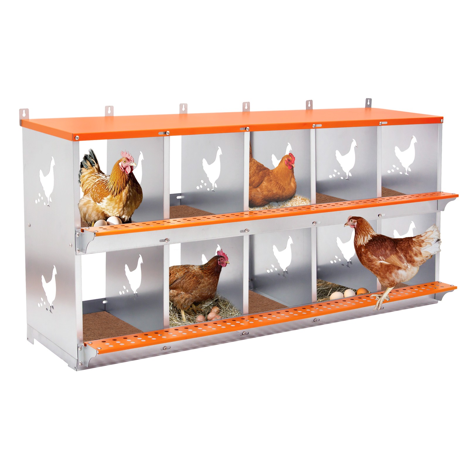 3-10 Bay Metal Chicken Nesting Box Wall Mount Hen Duck Egg Collection