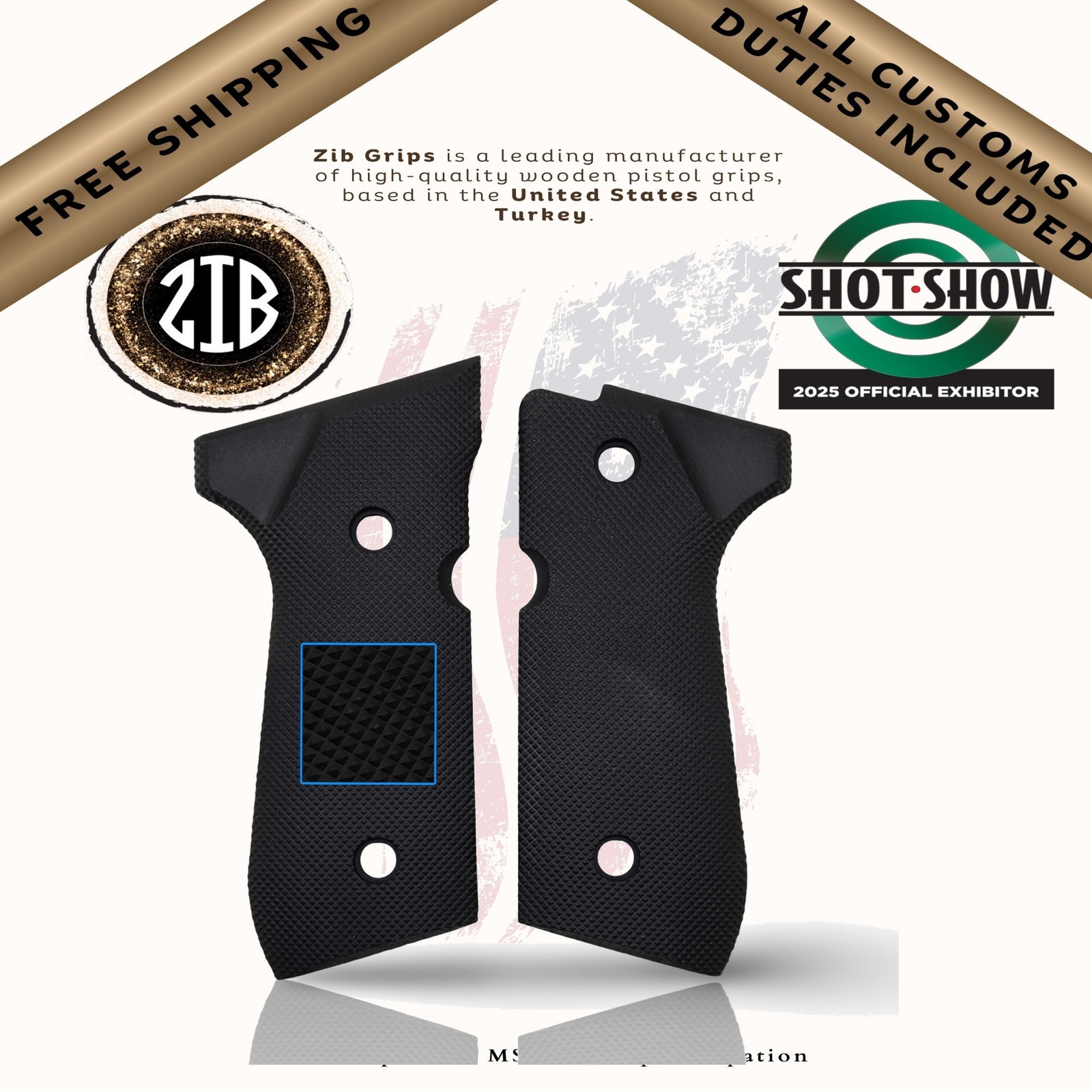 Zib Grips Polymer Series Pistol Grips Fits Beretta® F92