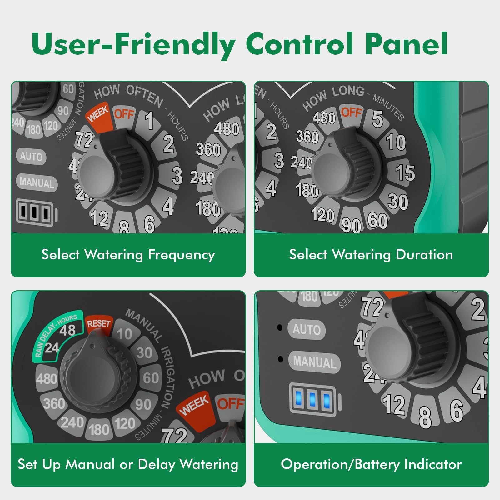 Analog Sprinkler Timer 3-Dial Brass Inlet & Outlet - Flexible Watering Control