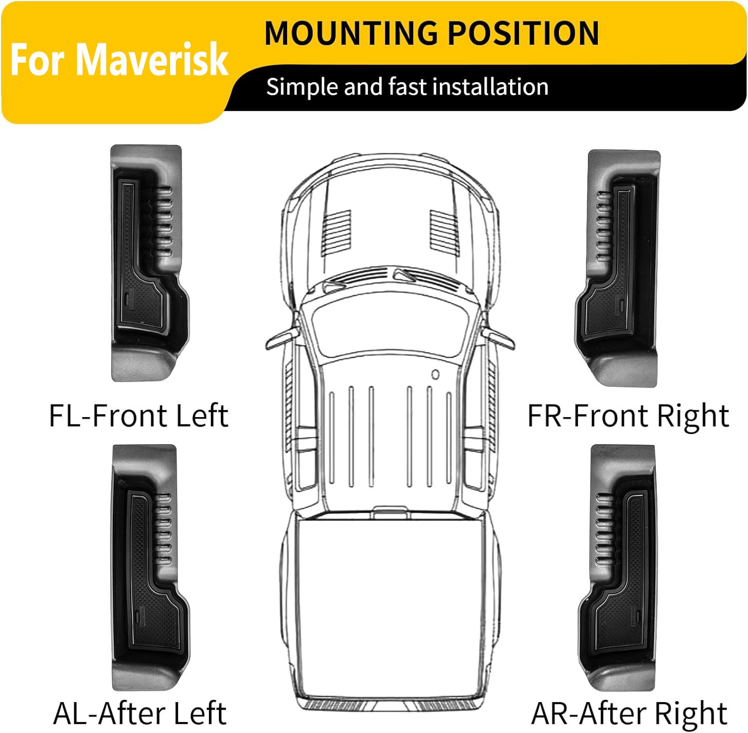 Car Door Storage Handle Storage Box Tray For Ford Maverick Accessories 2022-2026