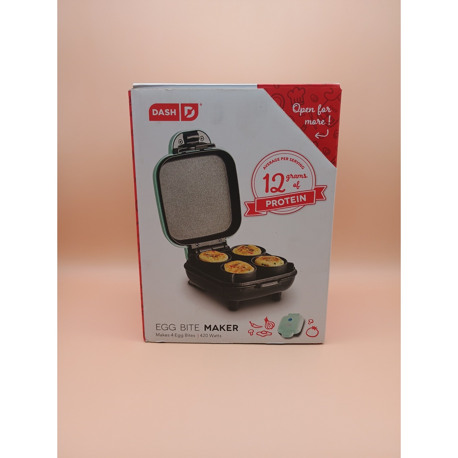 Dash Egg Bite Maker Aqua Blue DBBM400GBAQ04 420W Compact Breakfast Cooker New