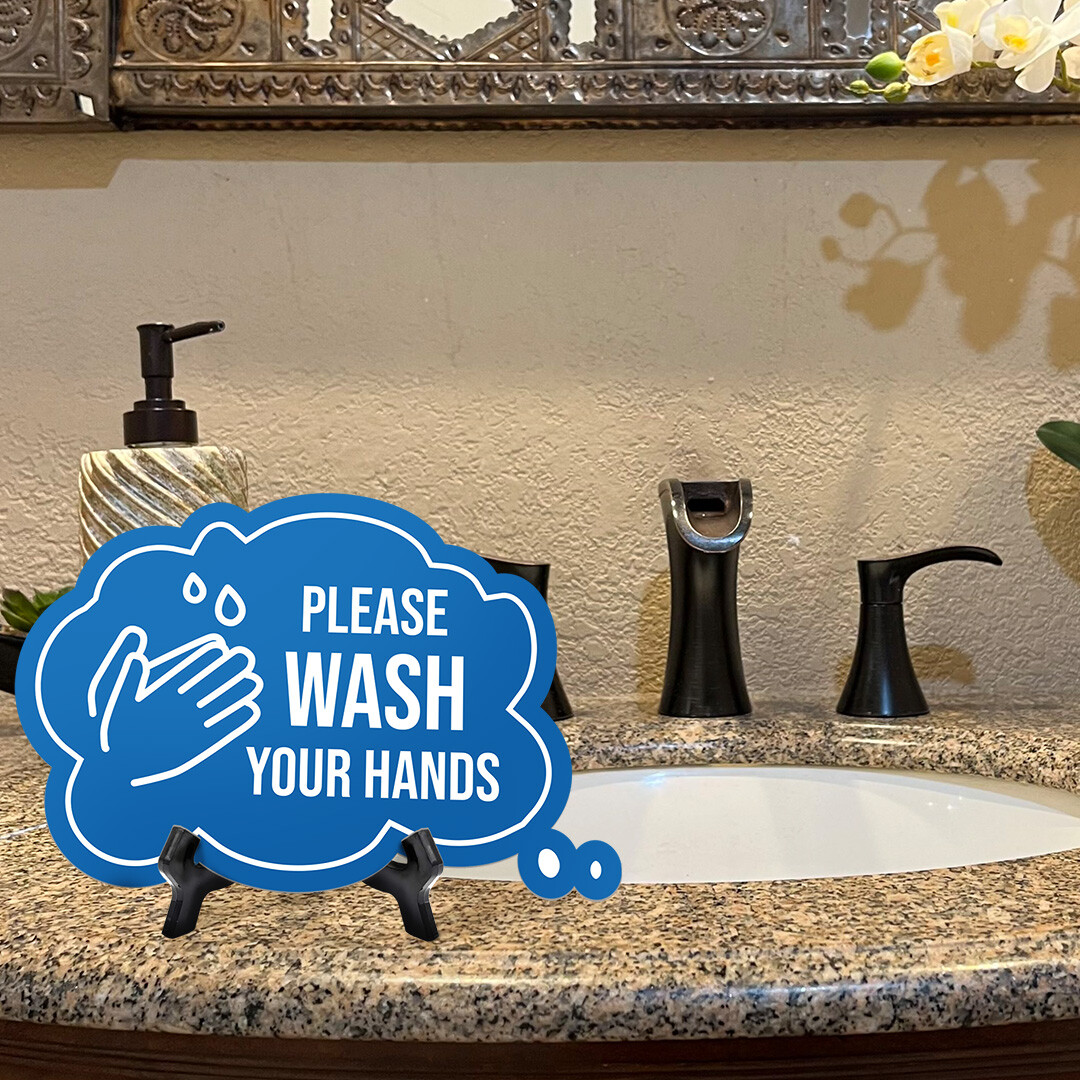 Please Wash Your Hands Cloud Speech Bubble (6 x 4") Table Sign