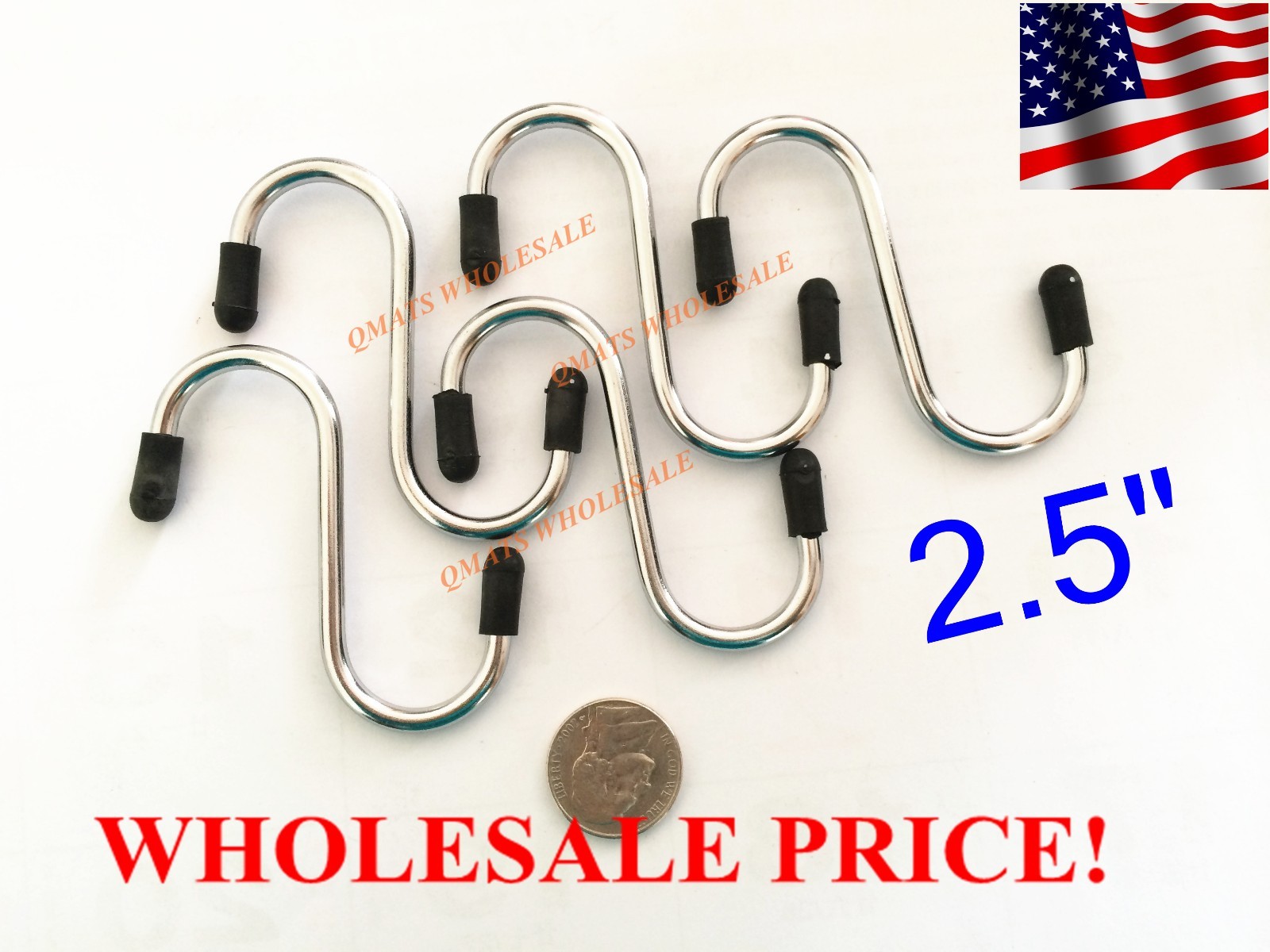 NEW 5 / 10 / 20 / 40 PCS 2.5" Chrome Plated S HOOK HANGER METAL WHOLESALE