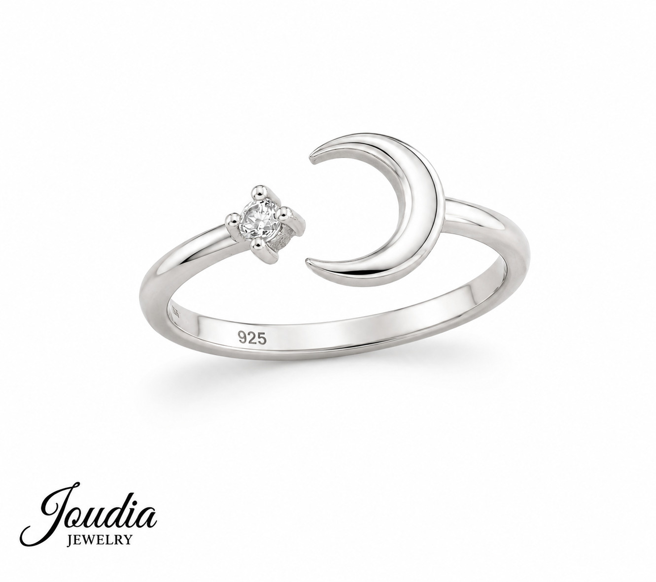 925 Sterling Silver Moon Toe Ring CZ Stone Adjustable Celestial Jewelry