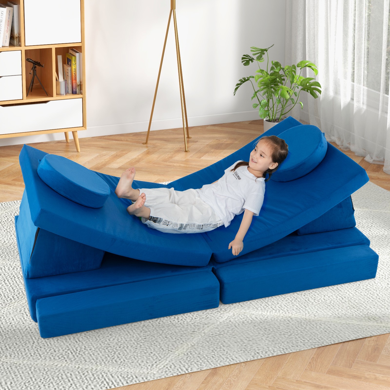 10 PCS Kids Play Sofa Set Modular Convertible Foam Folding Couch Toddler Playset