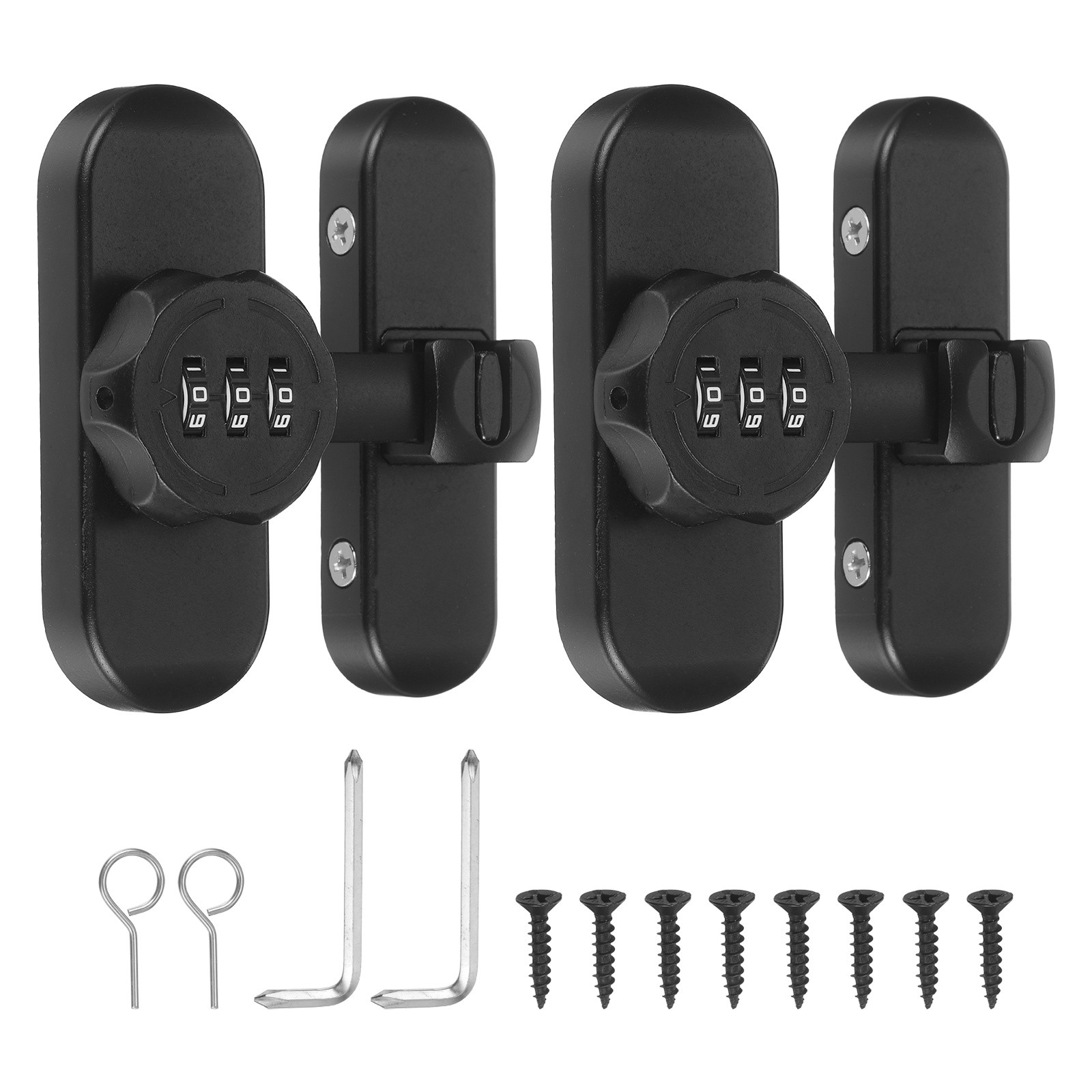 2Set 180/90 Degree Barn Door Lock Keyless Flip Latch Password Lock Black
