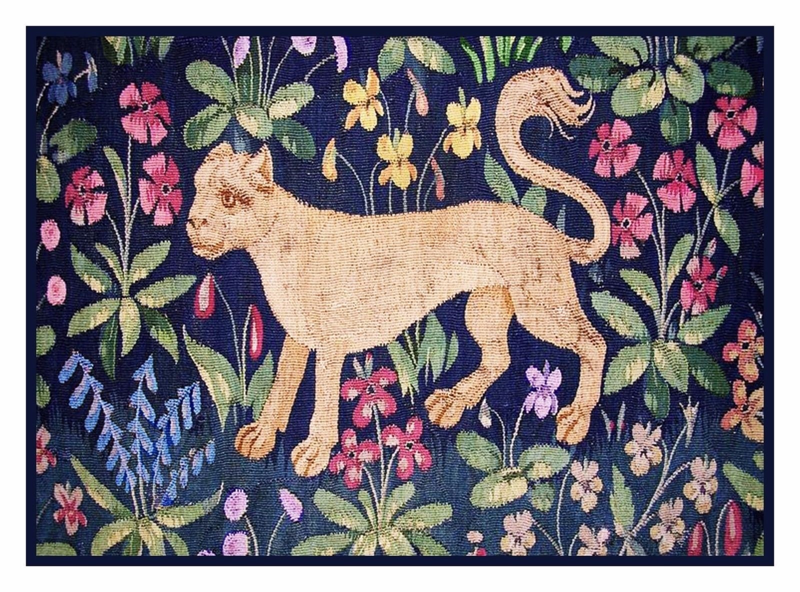 Cougar Detail from Lady and The Unicorn Tapestries Counted Cross Stitch Pattern