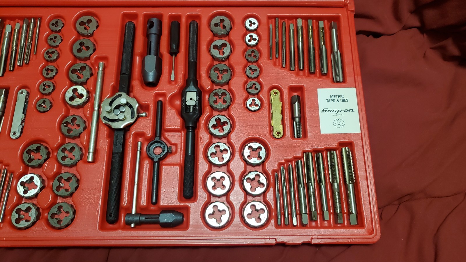 Snap On Tools Tap & Die Set # Tdtdm500 76 Piece Set complete No Missing Parts
