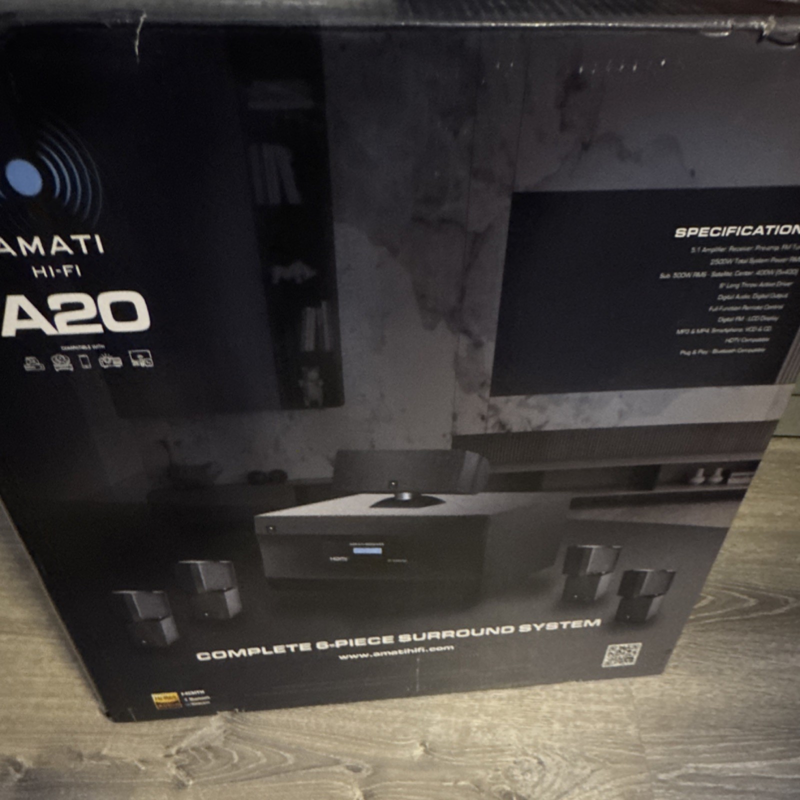 AMATI A20 5.1 Channel Home Theater Speaker System 2500W HDMI Bluetooth Remote