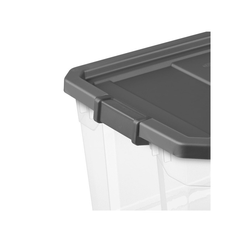 Durable 76 Quart Stackable Plastic Storage Bin W/ Latch Lid Garages Attics New