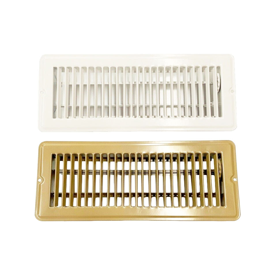 4" x 12" White / Brown Metal Floor Register A/C Heat Damper 1-10 Pack Available