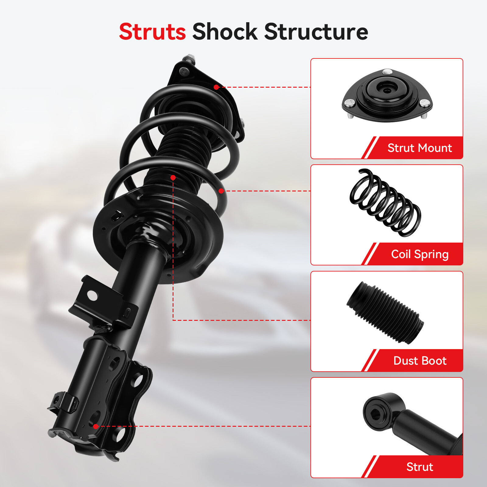 Pair Front Complete Struts & Coil Spring For 2012-2015 Hyundai Sonata Kia Optima