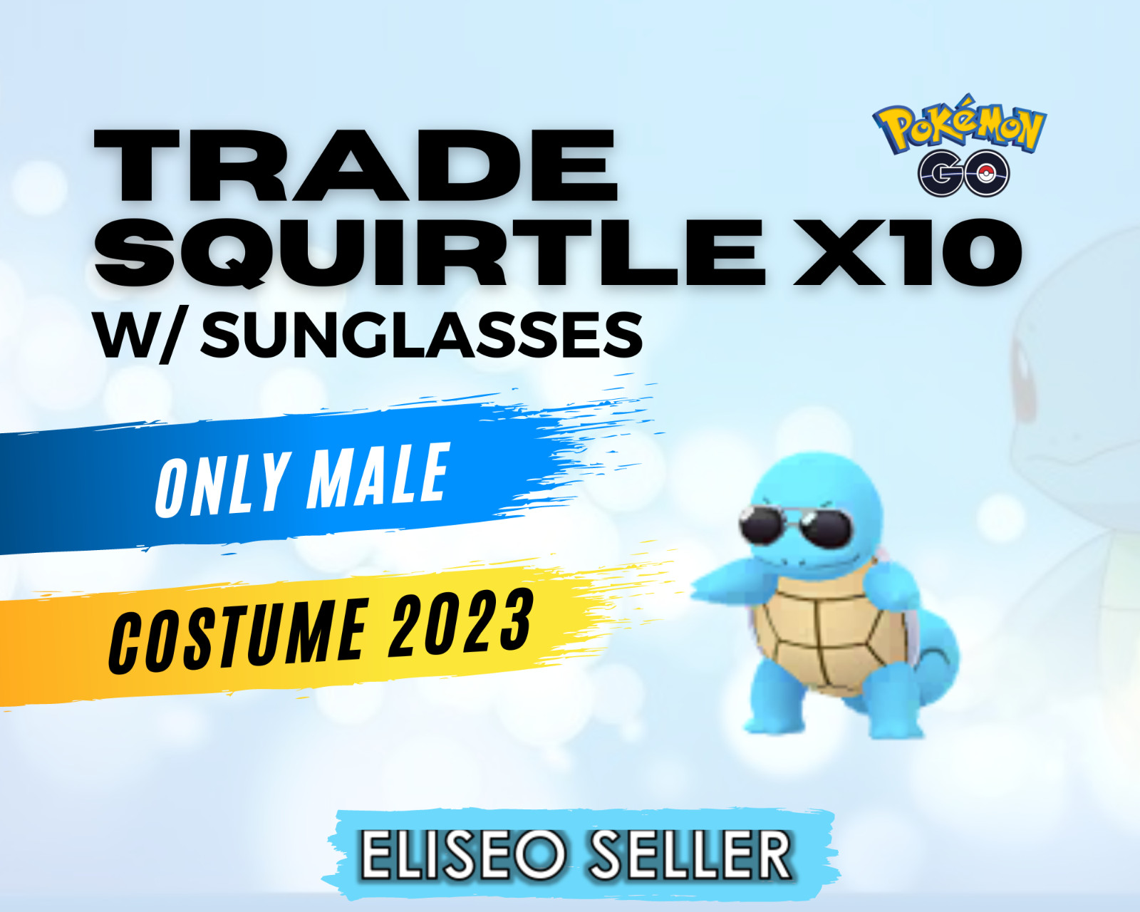 Squirtle x10 w/ Sunglasses - Pokemon Squirtle Costume x10 GO -  2023