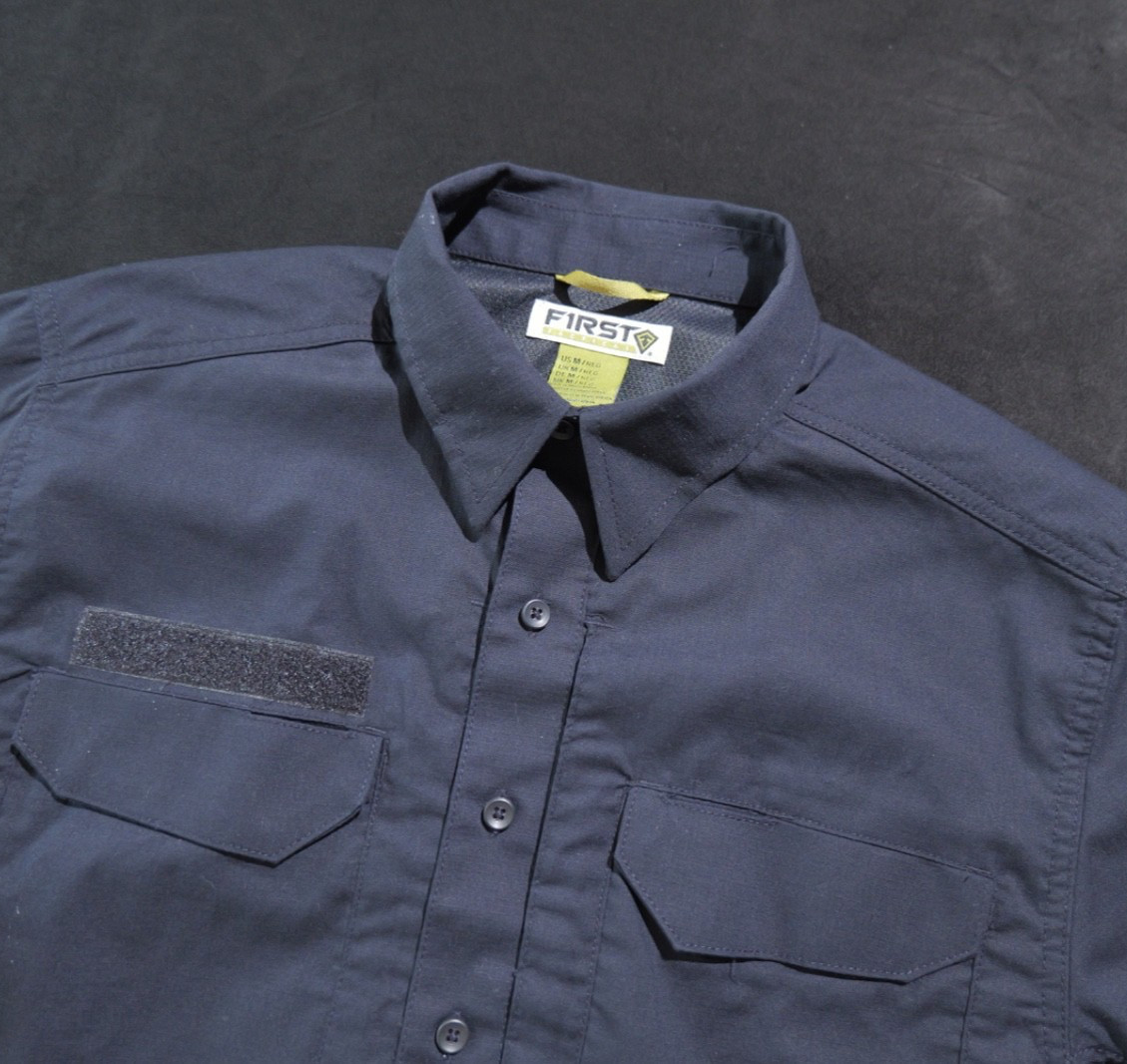 First Tactical Shirt Mens Medium Navy Blue Button Up Short Sleeve Security