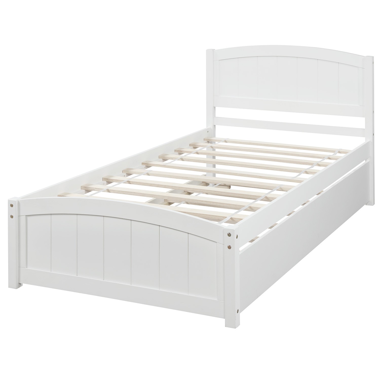Twin size Platform Bed with Trundle White