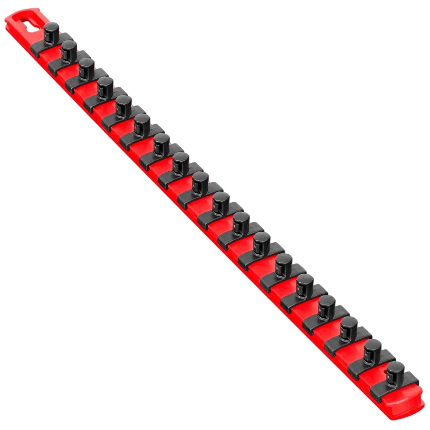 Ernst 13-Inch Socket Rail Organizer 14 3/8-Inch Twist Lock Clips, Red (8415)